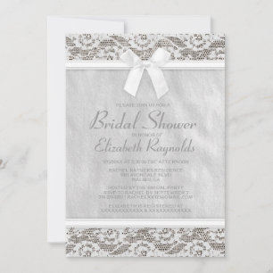 White Country Lace Bridal Shower Invitations