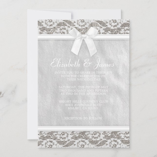 White Country Lace Wedding invitations (Front)