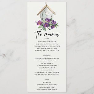 WHITE COUNTRY RUSTIC FLORAL BIRDHOUSE WEDDING MENU