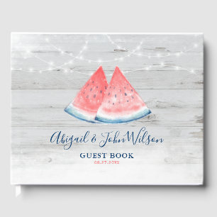 White Country Wood Watermelon Rustic Wedding Guest Book