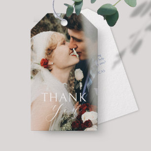 White   Couple Photo Wedding Thank You  Gift Tags