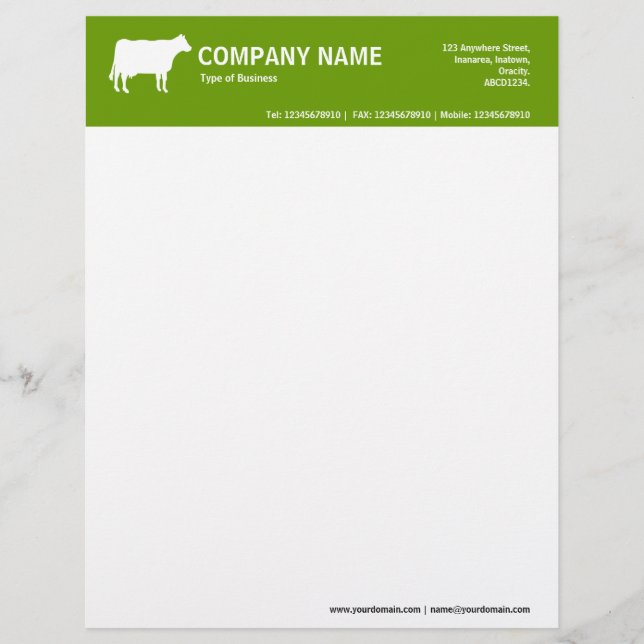 White Cow 2in Colour Header - Green 669900 Custom Letterhead (Front)