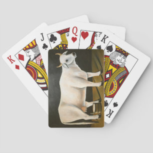 White Cow on a Black Background (Farm Animal) Playing Cards