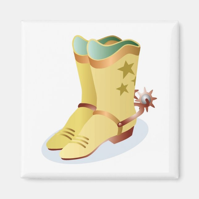 White Cowboy Boots with Riding Spurs Magnet (Front)