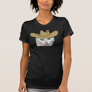White Cowboy Cowgirl Cat T-shirt