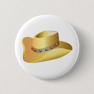 White Cowboy Hat 6 Cm Round Badge