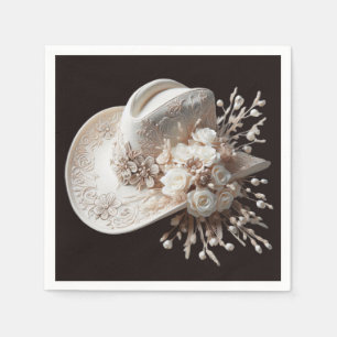 White Cowgirl Hat with Flowers Napkin