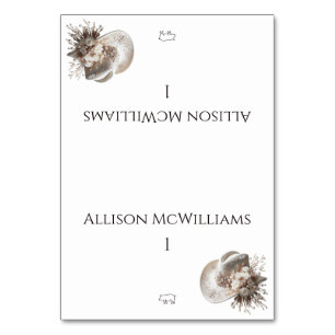 White Cowgirl Hat with Flowers Pork icon Table Number