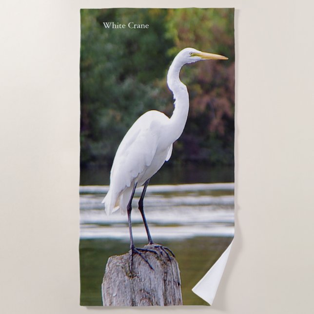 White Crane beach towel (Front)