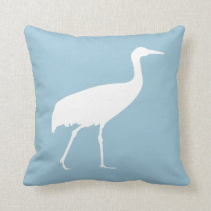 White Crane Silhouette Cushion
