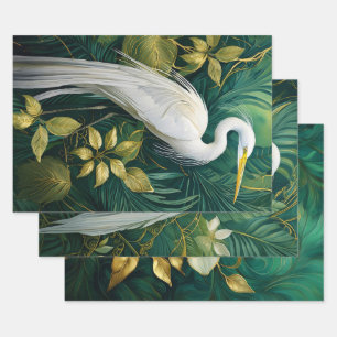 White Cranes & Gardenias, Coconut Grove Wrapping Paper Sheet