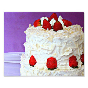 White cream and roses wedding cake photo print