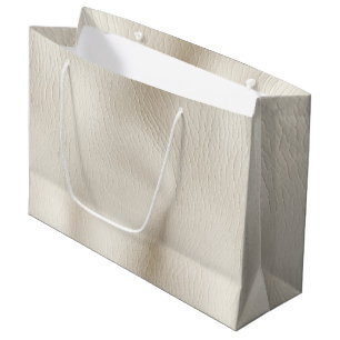 White Cream Faux Leather Wedding   Large Gift Bag