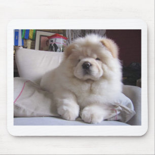 White Cream Puff Chow Chow Puppy Mouse Mat