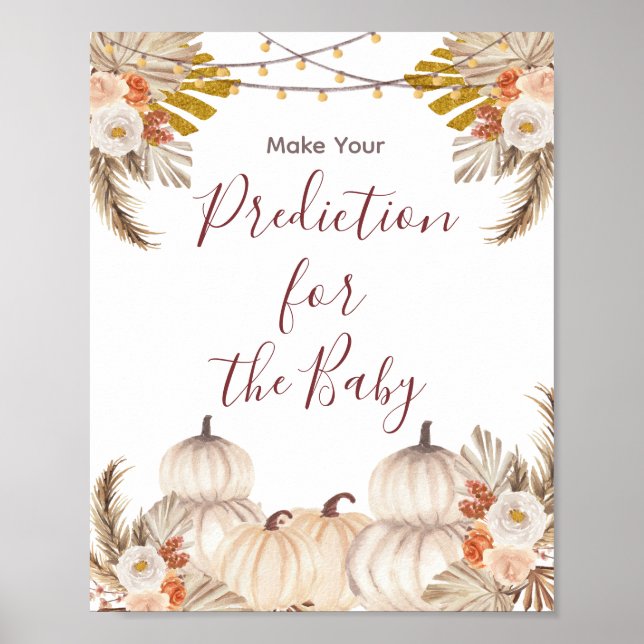 White Cream Pumpkin Floral Predictions for baby Poster (Front)