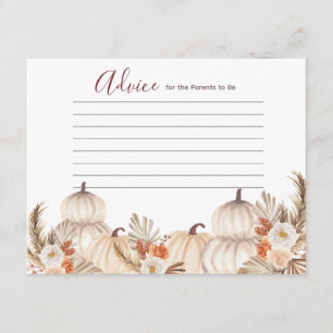 White Cream Pumpkin Rustic Floral Advice Card