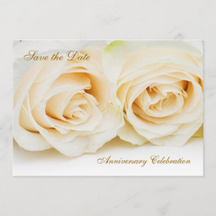 White - cream roses Anniversary Save the date