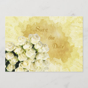 White - cream roses Anniversary Save the date