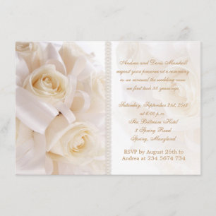 White cream roses marriage renewal ceremony invitation
