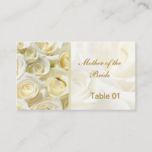 White-cream roses Table Place cards Business Card