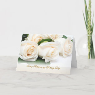 White cream roses. Thank you Mother for my Wedding Card