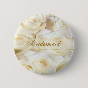 White-cream roses Wedding Bridesmaid Button
