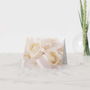 White cream roses Wedding Card