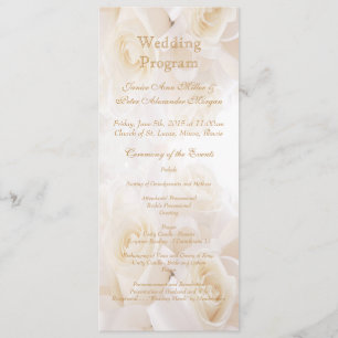 White cream roses Wedding program Programme