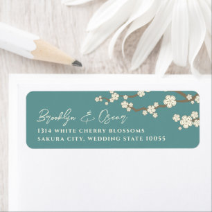 White Cream Sakura Cherry Blossoms Asian Wedding