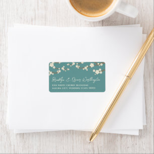 White Cream Sakura Cherry Blossoms Asian Wedding Label