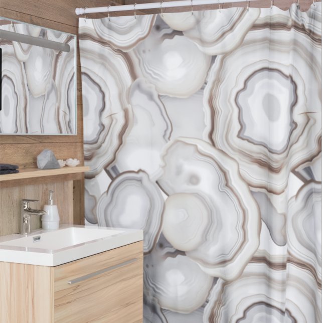 White Creams Neutral Agate Stone  Shower Curtain (Creator Uploaded)