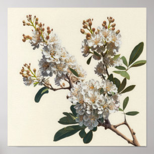 White Crepe Myrtle Flowers Art Print Poster