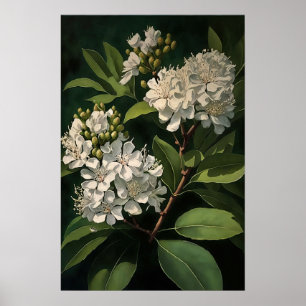 White Crepe Myrtle Flowers Art Print Poster