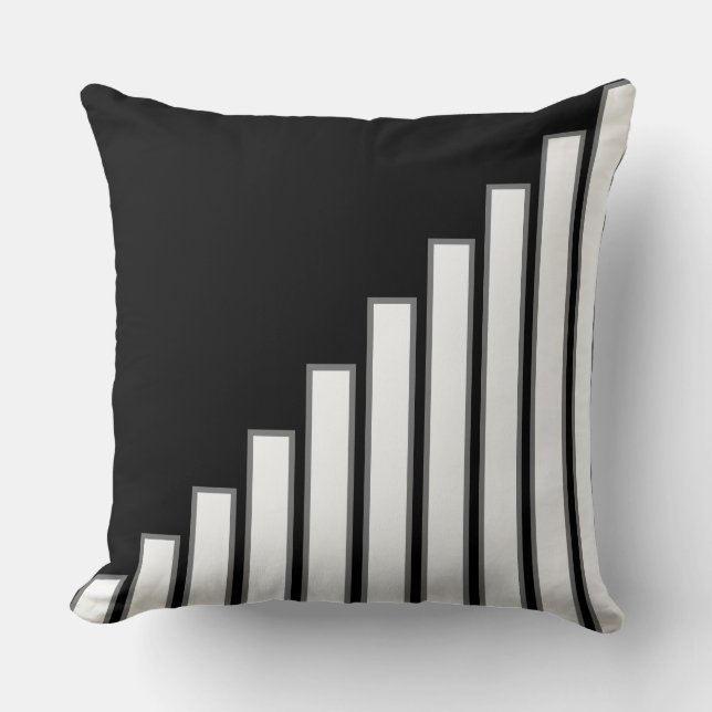 White Crescent Striped Bars on Black Cushion (Front)