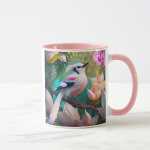 White Crested Blush Chested Fantasy Bird Mug