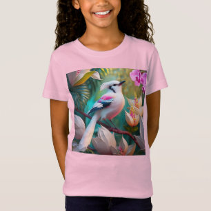 White Crested Blush Chested Fantasy Bird T-Shirt