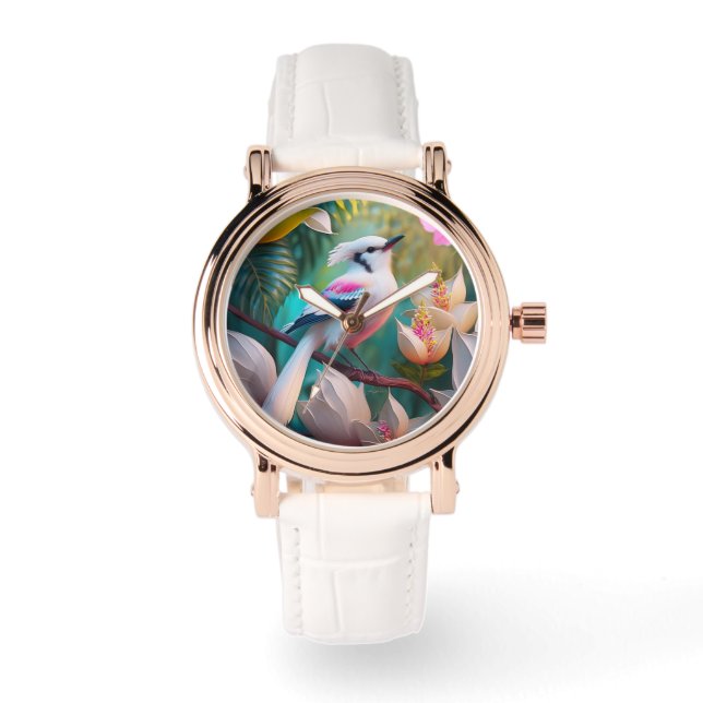 White Crested Blush Chested Fantasy Bird Watch (Front)