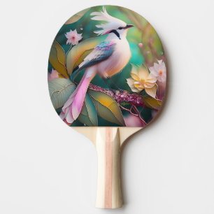 White Crested Blush Tail Jay Fantasy Bird Ping Pong Paddle
