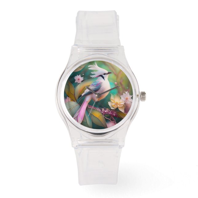 White Crested Blush Tail Jay Fantasy Bird Watch (Front)