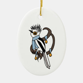 White-crested helmetshrike ceramic tree decoration
