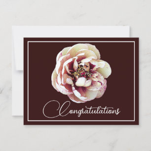 White Crimson Peony Wine Backdrop Congratulations Postcard