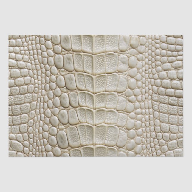 White Crocodile Alligator Skin Faux Leather Print Tissue Paper (Front)