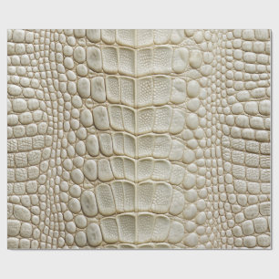 White Crocodile Alligator Skin Faux Leather Print Wrapping Paper