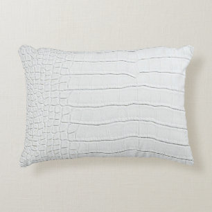 White Crocodile Skin Print Accent Pillow