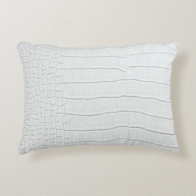 White Crocodile Skin Print Accent Pillow (Front)