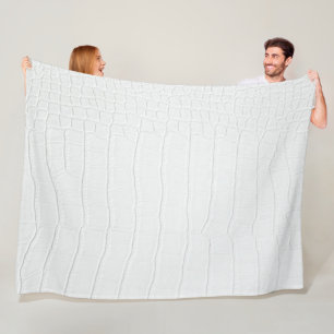 White Crocodile Skin Print Fleece Blanket