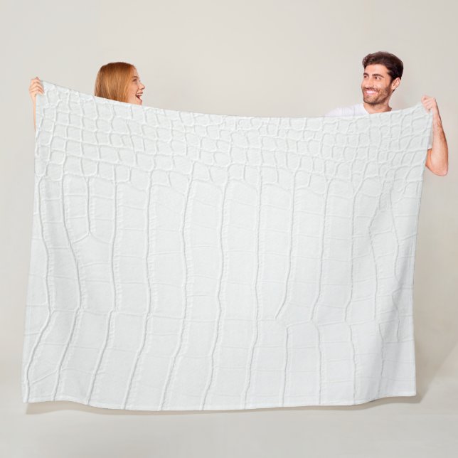 White Crocodile Skin Print Fleece Blanket (In Situ)