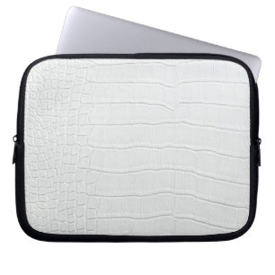White Crocodile Skin Print Laptop Sleeve