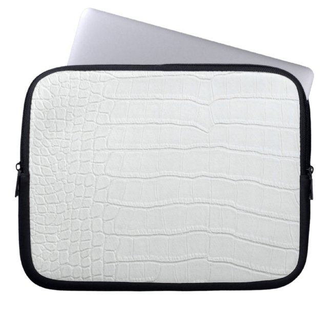 White Crocodile Skin Print Laptop Sleeve (Front)