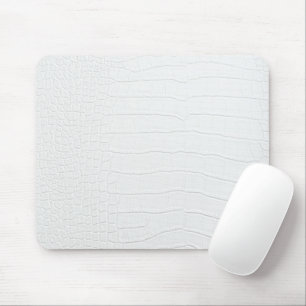 White Crocodile Skin Print Mouse Mat